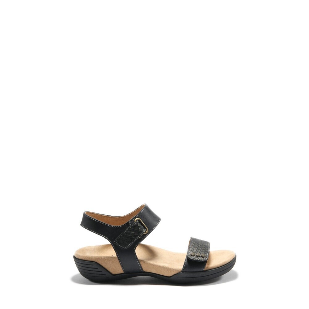 Halsa Footwear Dominica Sandals Women 11 Black Leather Adjustable Strap JOBB1027